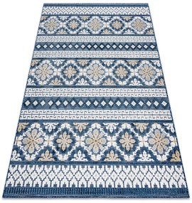 Szőnyeg Structural BOTANIC 65252 Boho, lapos szőtt az erkélyen, teraszon - sötétkék