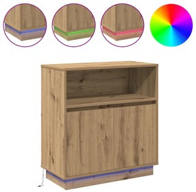 LED-es oldalbordó Artisan tölgy 71x34,5x75 cm Műszaki fa