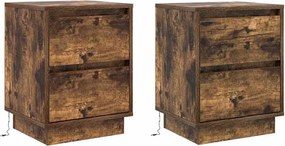 vidaXL Éjjeliszekrény 2 pcs Füstölt tölgy 39 x 34,5 x 50 cm Faanyag