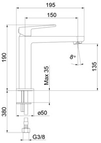 Sapho - TURSI 19 cm mosdócsaptelep, fényes króm