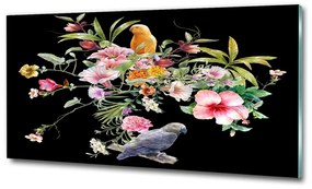 Üvegkép Virágok és madarak osh-172830209