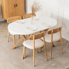 Kihúzható étkezőasztal 90–190 cm méretben, fehér/tölgy színben LUGO