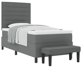 Boxspring ágy matraccal és paddal sötétszürke 90x200 cm szövet