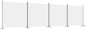 4 paneles fehér szövet térelválasztó 698x180 cm