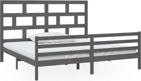 vidaXL szürke tömör fenyőfa ágykeret 200 x 200 cm