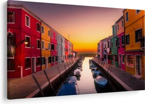 Kép - Naplemente, Burano sziget, Velence, Olaszország (90x60 cm)