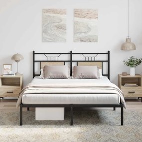 sonoma tölgy színű szerelt fa ágykeret matrac nélkül 140x190 cm