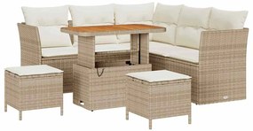 vidaXL Kerti Kanapé Szett 8 pcs Bézs polirattan