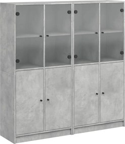 vidaXL betonszürke szerelt fa könyvespolc ajtókkal 136 x 37 x 142 cm