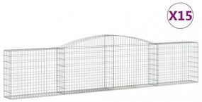 vidaXL 15 db íves horganyzott vas gabion kosár 400x30x80/100 cm