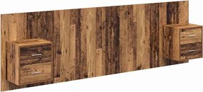 vidaXL Fejtámla Szekrénnyel fiókkal fejtámlával 3 pcs Öreg fa Faanyag