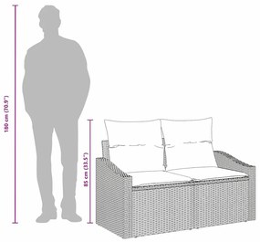 Kerti kanapé párnával Fekete 123 x 62 x 69cm polirattan