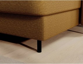 Sárga bársony kinyitható-tárolóhelyes sarokkanapé (bal oldali-U alakú) Berrto – ELTAP