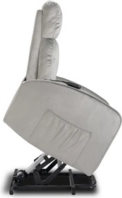 Fotel Elektrycznie Rozkładany COLTON z Funkcją Wstawania Szary Welurowy