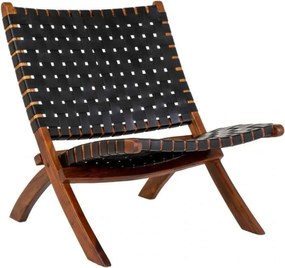 Fekete bőr fotel Perugia - House Nordic