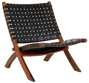 Fekete bőr fotel Perugia - House Nordic