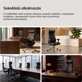 Bőr vezetői irodai szék fekete COMMAND