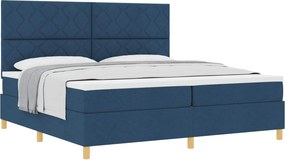 vidaXL Boxrugós ágy matracmal fejtámlával Kék 200 x 200 cm szövet