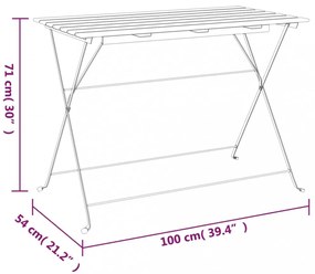 tömör akácfa és acél összecsukható bisztróasztal 100x54x71 cm