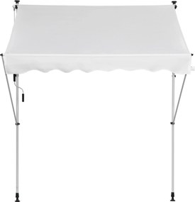 Outsunny 2x1,5m Kézi Összecsukható Napellenző Kültéri Terasz Árnyékoló Magasságállító Karral 170-280 cm Fúrás Nélkül Erkélyre Kertbe Fehér | Aosom