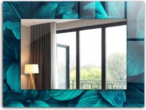 Fali tükör üveg kerettel, nyomott mintával 80x60 Levelek Zöld