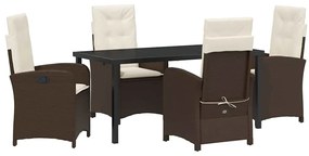 vidaXL Kert étkező szett párnával 5 pcs Barna polirattan