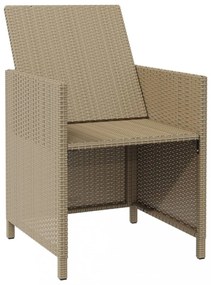 2 db bézs polyrattan kerti szék lábtartókkal