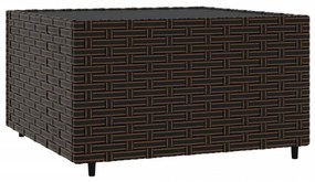 barna polyrattan négyzet alakú kerti dohányzóasztal 50x50x30 cm