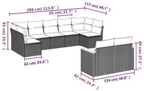 9-részes bézs polyrattan kerti ülőgarnitúra párnákkal