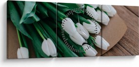 Egy csokor fehér tulipán képe (órával) (90x30 cm)