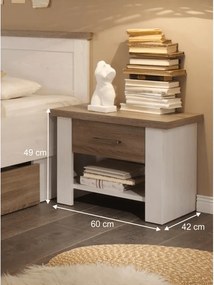 Hálószoba bútor készlet (ágy, 2 éjjeliszekrény, szekrény), pínia fehér/ tölgy sonoma trufla, LUMERA