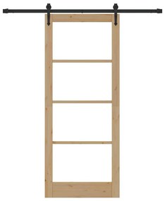 Egyszerű Csúszó Ajtó Barna 86 x 211 cm Fa és fém