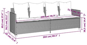 szürke polyrattan napozóágy párnával