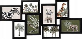 Nagy képkeret 8 képhez Fotógaléria fekete 65x32 cm