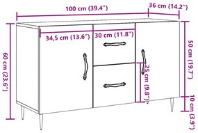 antik fa színű szerelt fa tálalószekrény 100 x 36 x 60 cm