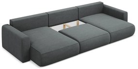 Sötétszürke kinyitható-tárolóhelyes (U alakú) sarokkanapé Kapua – Makamii