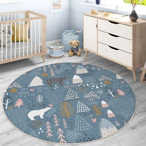 Kék mosható gyerek szőnyeg ø150 cm Forest Land – Mila Home