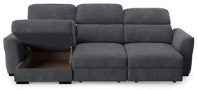 Univerzális, kihúzható háromüléses sarokkanapé tárolóval TRENTO antracit