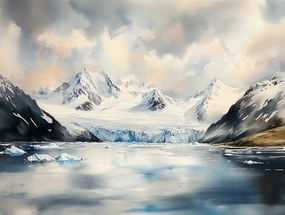 Vászonkép Canvas Tájkép Kilátás Hegyek Tó Gleccser Hó Jég 80x60