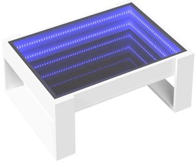 fehér végtelen hatású LED-es dohányzóasztal 70 x 53 x 30 cm