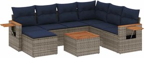 vidaXL 8 részes szürke polyrattan kerti ülőgarnitúra párnával