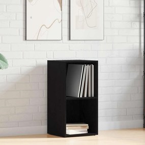fekete tölgy szerelt fa LP tárolódoboz 71x34x36 cm