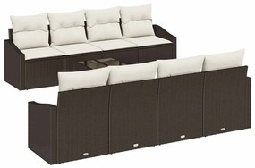 Kerti Kanapé Szett párnával 9 pcs Barna és Krém 55 x 55 x 37 cm