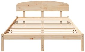 vidaXL Ágykeret fejtámlával Természetes 150 x 200 cm Tömör fenyőfa