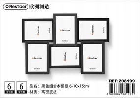 Fa képkeret fekete 6-10x15cm