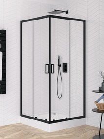 New Trendy Suvia zuhanykabin zuhanytállal 80x80 cm négyzet fekete matt/átlátszó üveg ZS-0011