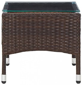 barna polyrattan dohányzóasztal 60 x 40 x 36 cm