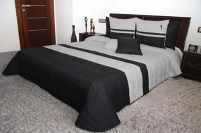 Steppelt takaró ketteságyra, fekete színben, szürke csíkokkal Szélesség: 200 cm | Hossz: 220 cm