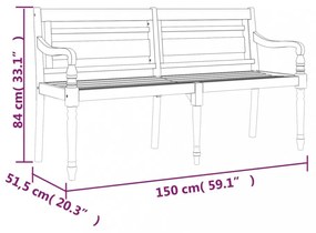 tömör tíkfa Batavia pad antracitszürke párnával 150 cm