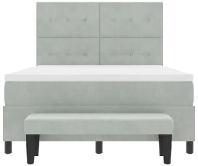 Boxspringágy matraccal és paddal Világosszürke 140x190 cm Bársony